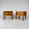 Set of 2 Pine Bed Side Tables, 1970s