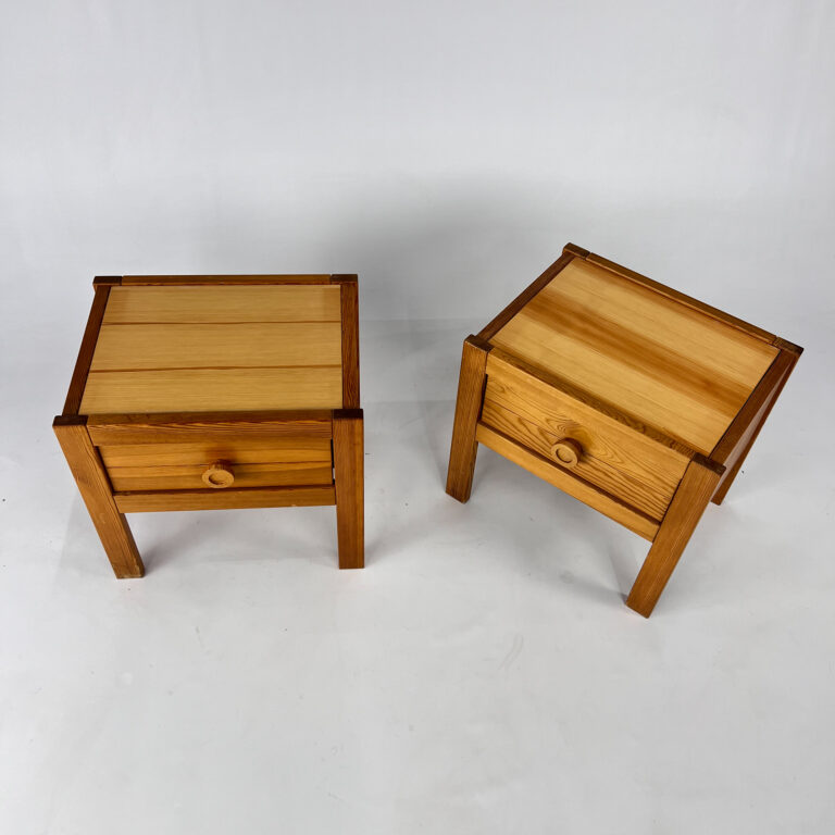 Set of 2 Pine Bed Side Tables, 1970s