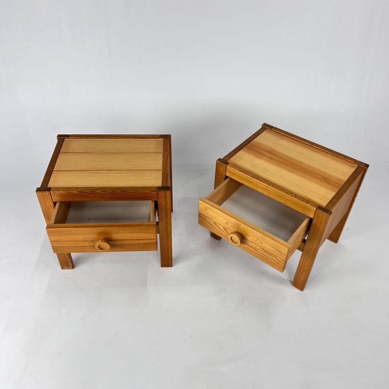 Set of 2 Pine Bed Side Tables, 1970s