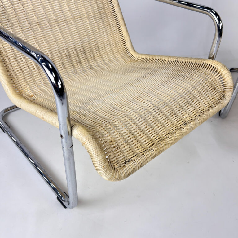 Set of 2 Cantilever Woven Lounge Chairs, 1980s