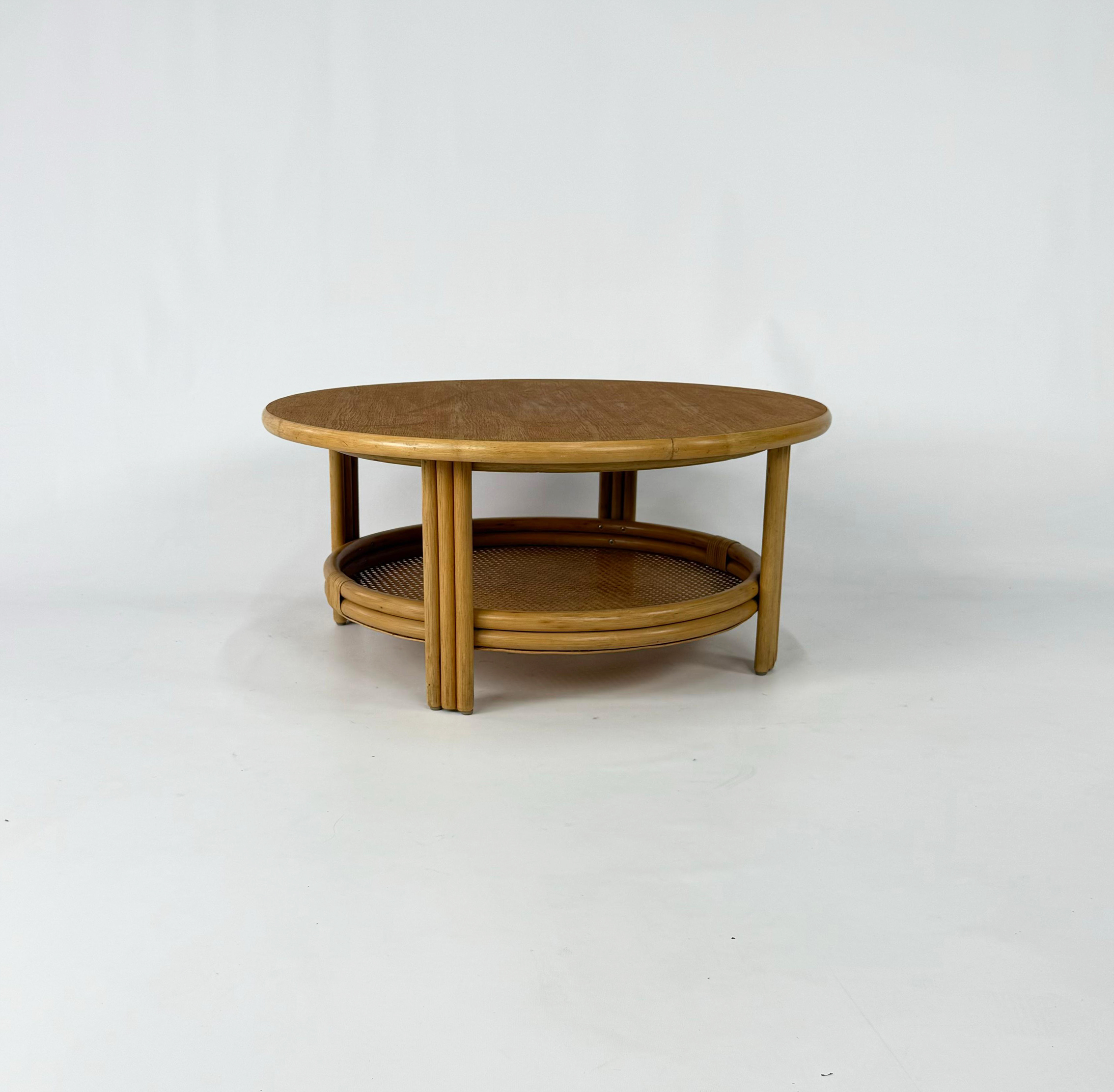 Vintage Bamboo and Cane Coffee Table, 1970s