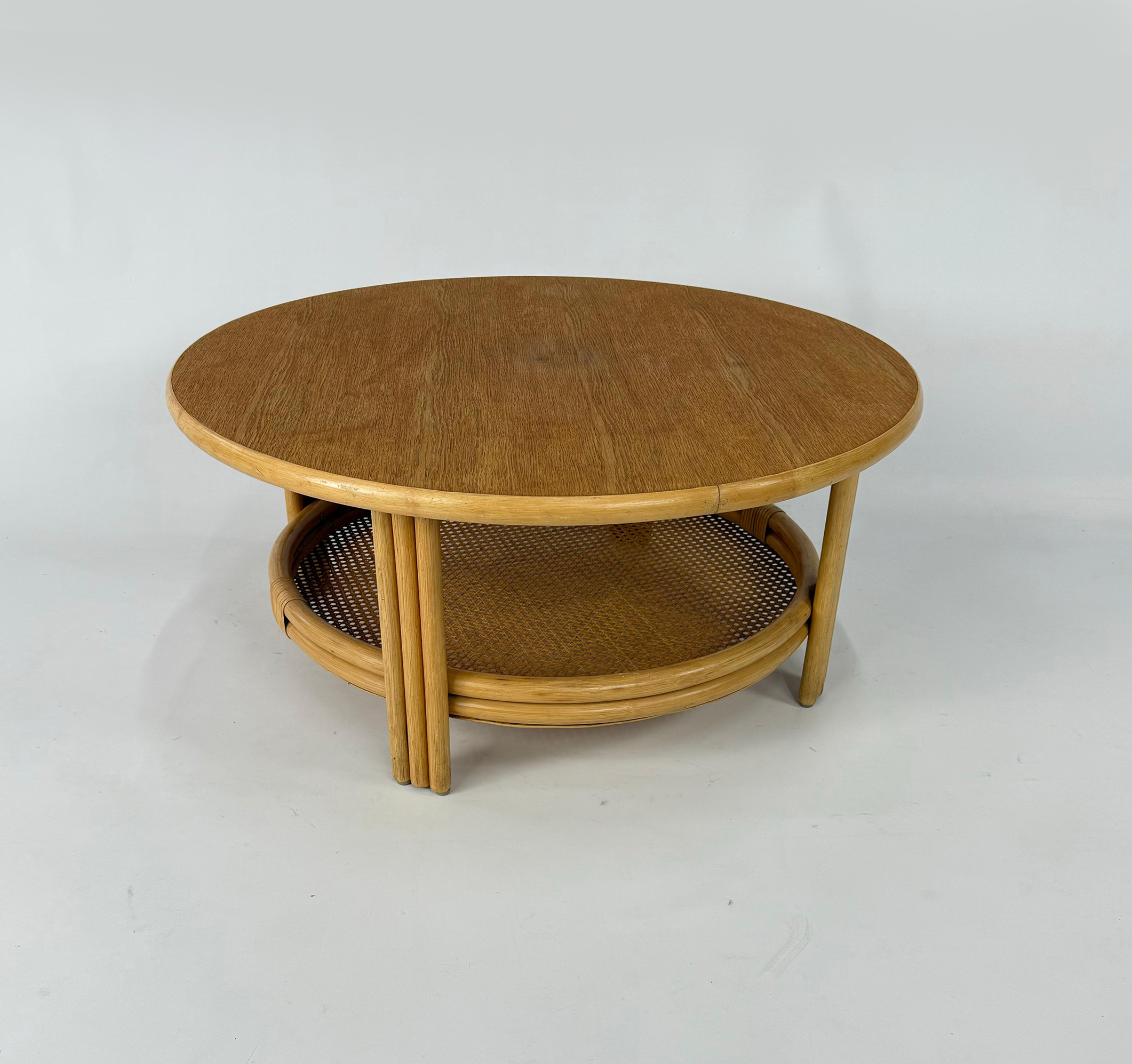 Vintage Bamboo and Cane Coffee Table, 1970s