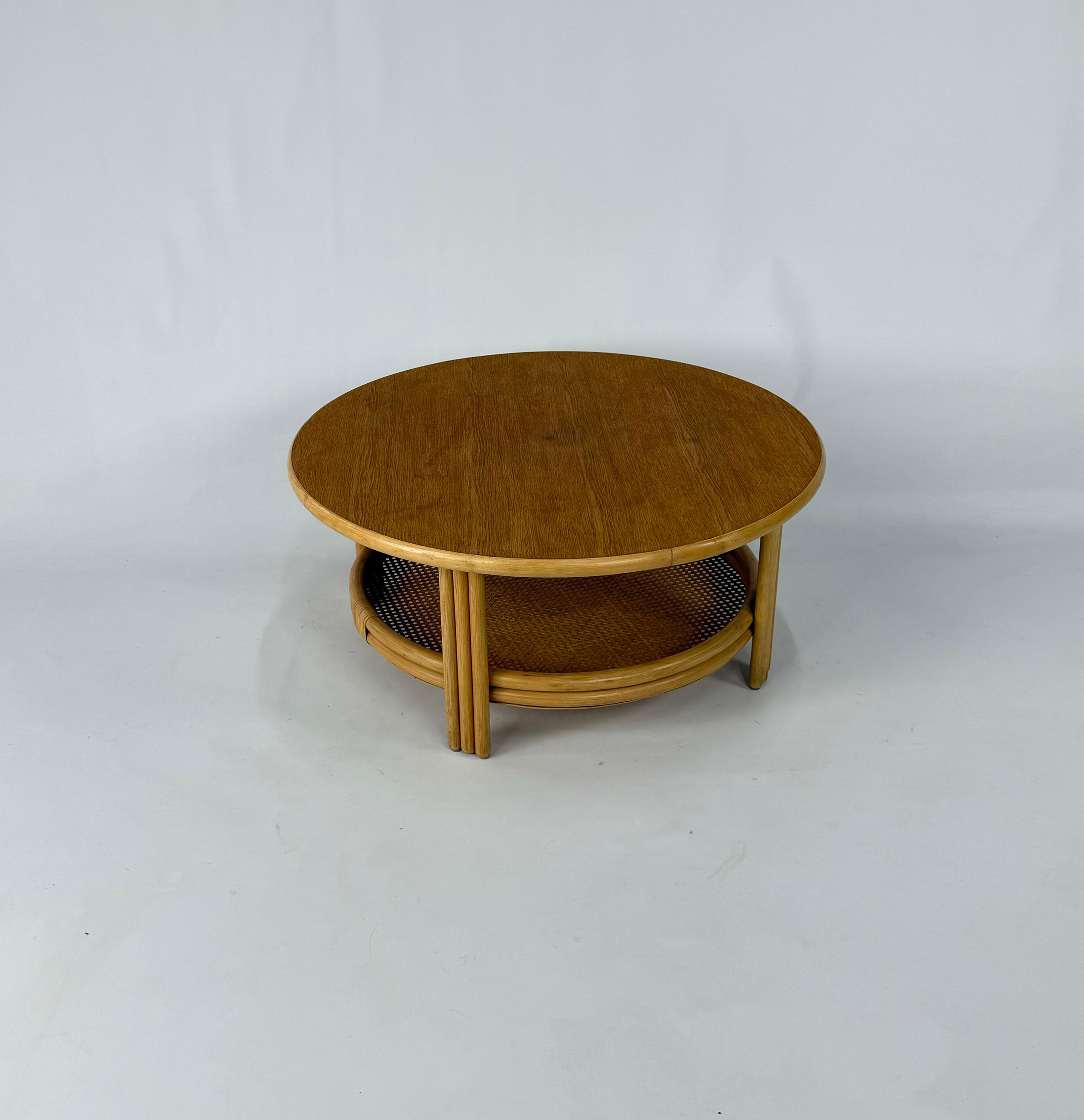 Vintage Bamboo and Cane Coffee Table, 1970s