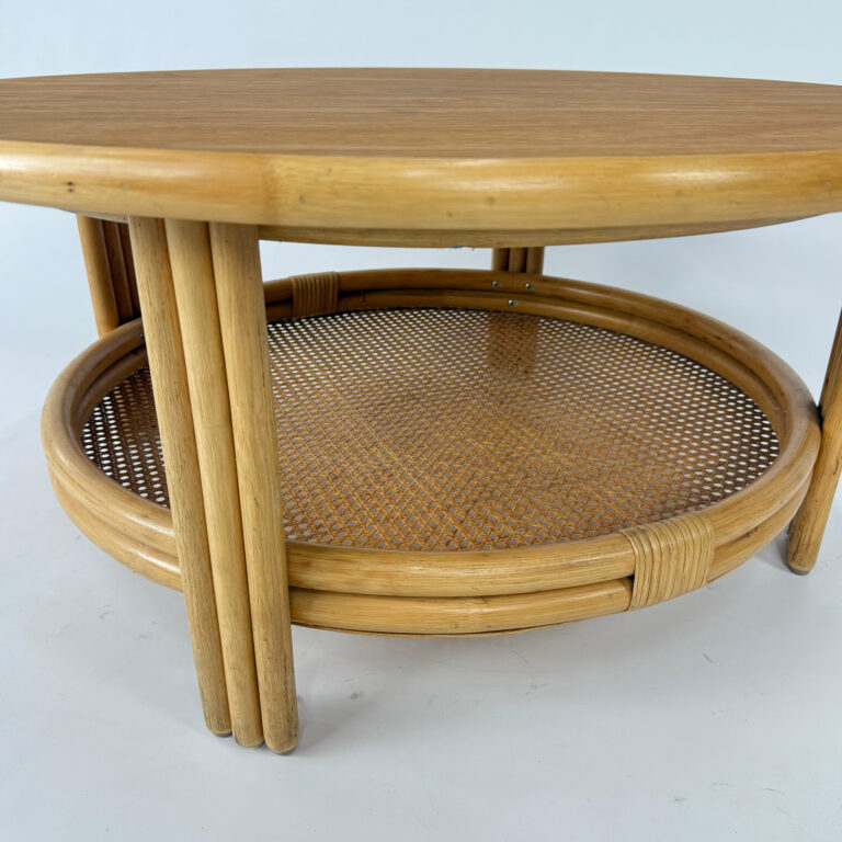 Vintage Bamboo and Cane Coffee Table, 1970s