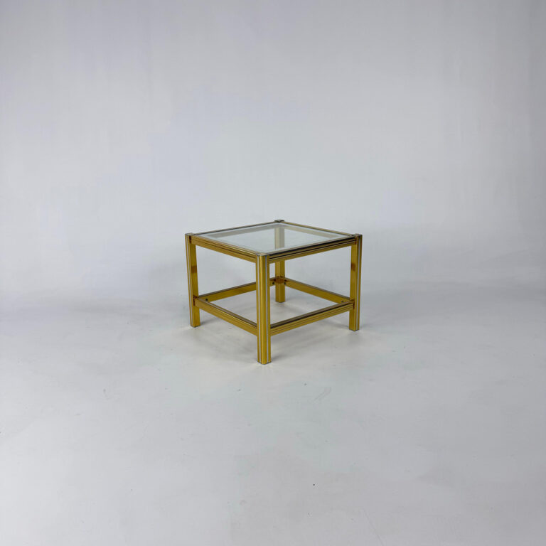 Hollywood Regency Brass and Glass Coffee Table, 1970s