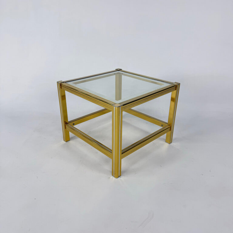 Hollywood Regency Brass and Glass Coffee Table, 1970s