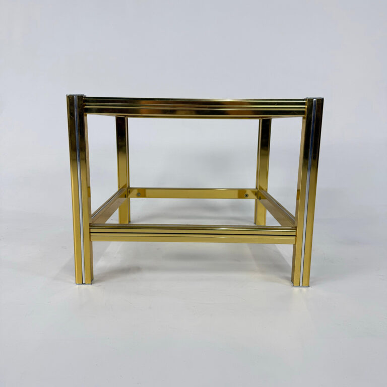 Hollywood Regency Brass and Glass Coffee Table, 1970s