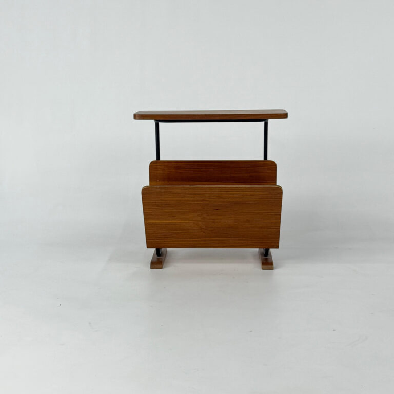 Vintage Walnut Side Table with Magazine Rack, 1960s