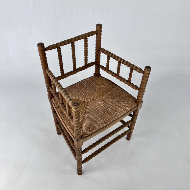 Dutch Antique Oak and Rush Chair, 1930s