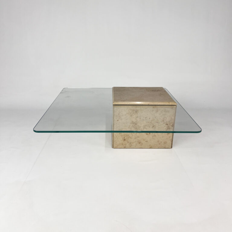 Vintage Italian Marble and Glass Coffee Table, 1970s