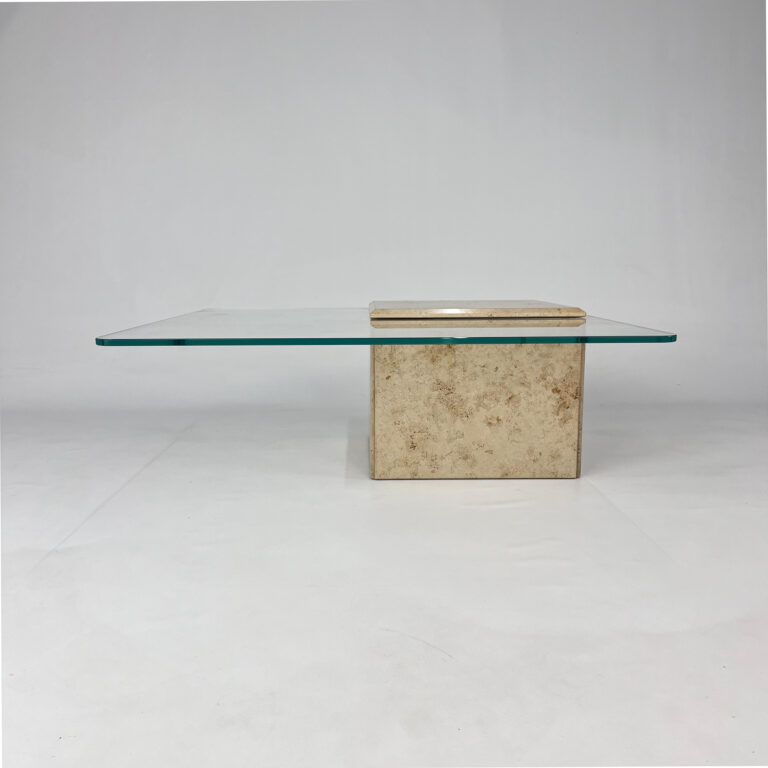 Vintage Italian Marble and Glass Coffee Table, 1970s