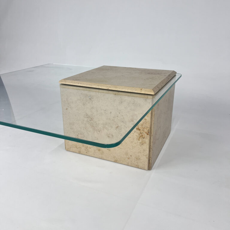 Vintage Italian Marble and Glass Coffee Table, 1970s