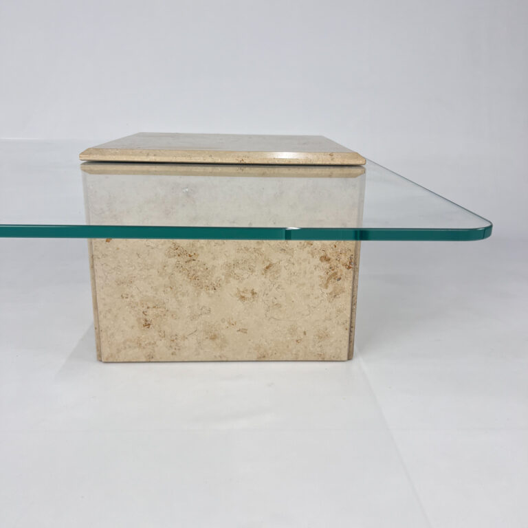 Vintage Italian Marble and Glass Coffee Table, 1970s