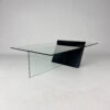 Postmodern Black Lacquered Wood and Glass Coffee Table, 1980s