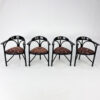 Set of 4 Black Lacquered Dining Chairs Model 87 by Thonet, 1980s