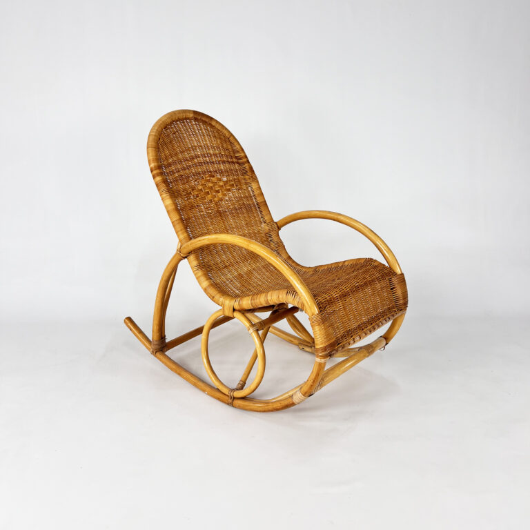 Bamboe and Ratten Rocking Chair, 1970s