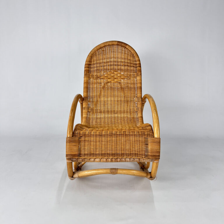 Bamboe and Ratten Rocking Chair, 1970s