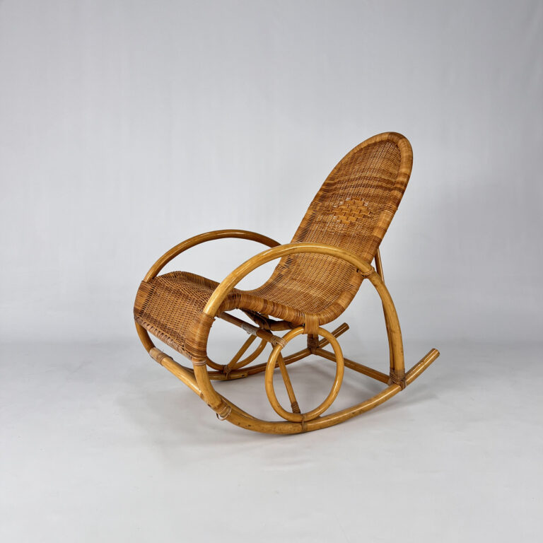 Bamboe and Ratten Rocking Chair, 1970s