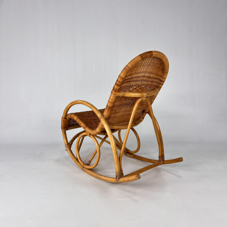 Bamboe and Ratten Rocking Chair, 1970s