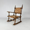 French Antique Oak and Rush Rocking Chair, 1900s