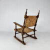 French Antique Oak and Rush Rocking Chair, 1900s