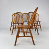 Set of 6 Scandinavian Pine Wingback Chairs, 1970s