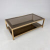 Brass and Mirrored Smoked Glass Belgo Chrome Coffee Table, 1970s