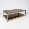 Brass and Mirrored Smoked Glass Belgo Chrome Coffee Table, 1970s