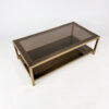 Brass and Mirrored Smoked Glass Belgo Chrome Coffee Table, 1970s