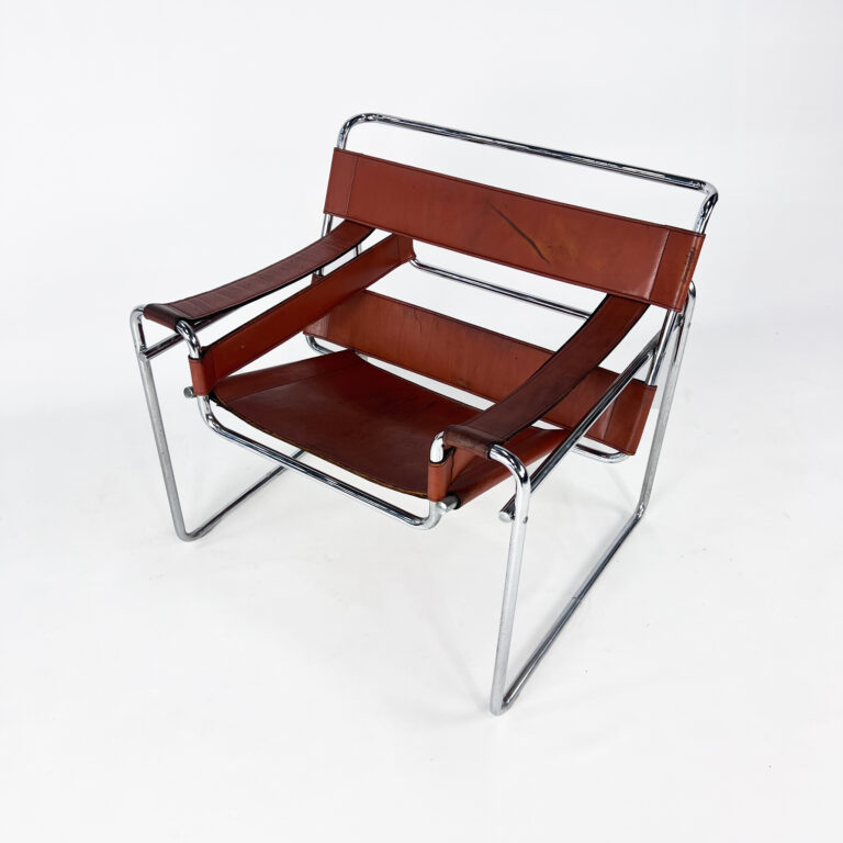 Mid Century Tubular and Leather Lounge Chair, 1970s