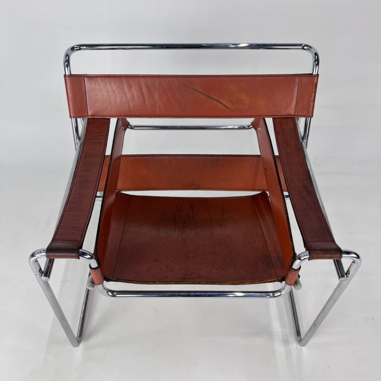 Mid Century Tubular and Leather Lounge Chair, 1970s