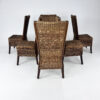 Set of 6 French Rope and Wood Dining Chairs, France, 1970s