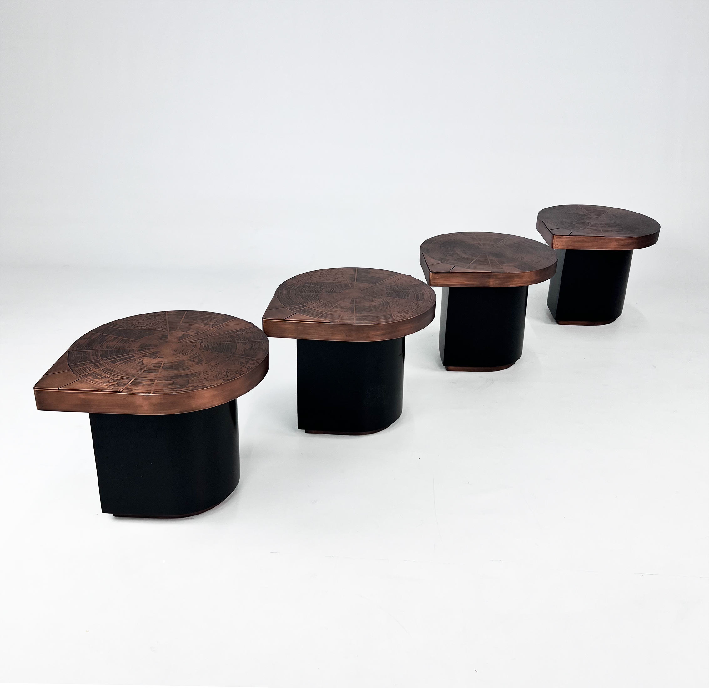 Set of 4 Felix de Boussy Teardrop Side tables for Studio Belgali