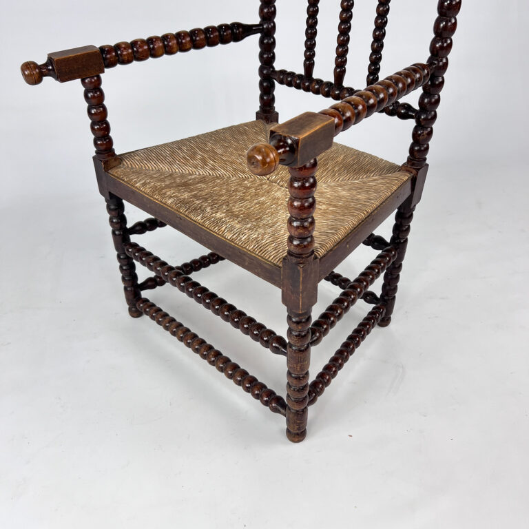 Stained Beechwood Bobbin Armchair in Jacobean Style, 1900s