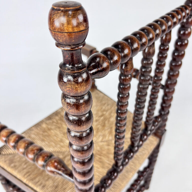 Stained Beechwood Bobbin Armchair in Jacobean Style, 1900s