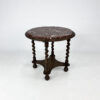 Antique Side Table with Twisted Legs and Marble Top, 1930s