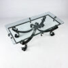 Brutalist French Sculpted Steel Coffee Table, 1960s