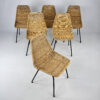 Set of 6 Wicker Dining Chairs Model 'Italia 100' by Rotanhuis Netherlands, 1960s