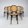 Set of 6 Zpm Radomsko Bentwood and Cane Dining Chairs, 1970s