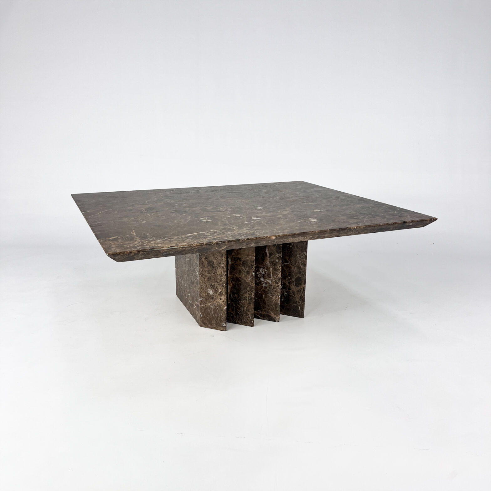 Italian Design Brown Marble Coffee Table, 1980s